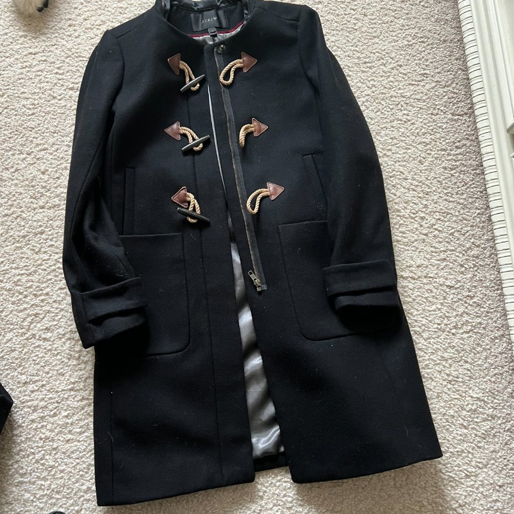 J CREW Black Toggle Wool Blend Peacoat